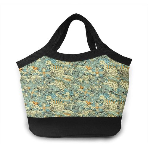 Mignon Petit Koala Sac À Lunch Portable Sacs Fourre-Tout -Fleur Abstraite