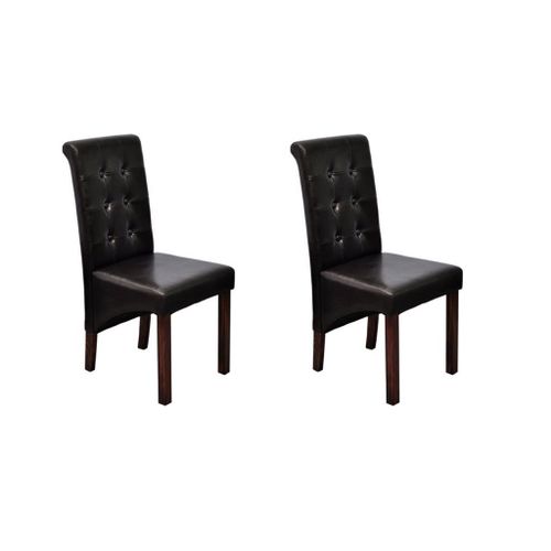 Lot De 2 Chaises De Salle À Manger Cuisine Dossier Capitonné En Synthétique Marron Cds020735