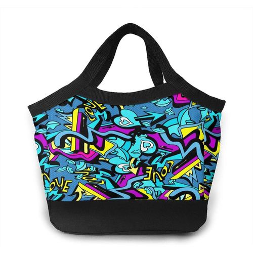 Sac fourre-tout portable à motif triangle - Coeur d'amour graffiti