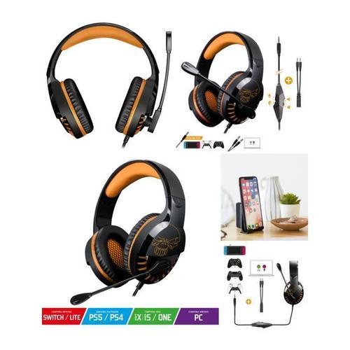 Casque Gamer Pro-H3 Gaming PS5 PS4 Switch Xbox One Xbox Series X/S Orange - Spirit of Gamer + Support telephone