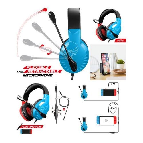 Casque Gamer Pro H3 pour Nintendo Switch - OLED Stéréo Edition Spirit of Game + Support téléphone