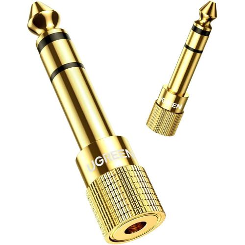 Lot De 2 Adaptateur Jack 6.35Mm Mâle Vers 3.5Mm Femelle Plaqué Or Adaptateur Prise Jack 6.35Mm Audio Stéréo Compatible Avec Piano Guitare Électrique Amplificateur Synthétiseur[VIT691127]