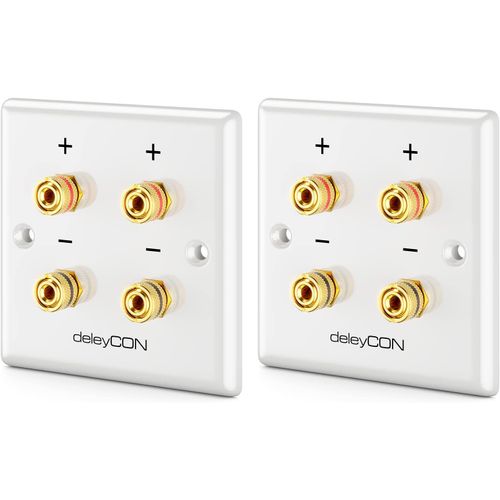 2 Pièces Prise Murale Multimédia Raccordement Haut-Parleurs Enceintes Plaque Murale Avec Prises Banane Pour 2 Haut-Parleur (Rouge/Noir) - Hifi Surround Sound System Home Cinéma Set[VIT691139]