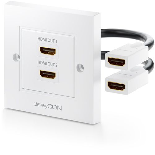 Port Mural Hdmi Prise 2X Port Hdmi Montage Encastrable 3D Full Hd Hdtv 4K 2160P - Blanc[VIT692115]