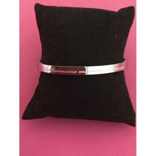 Idée Cadeau 🎁 Bracelet Jonc Argenté,Inscription Des 2 Côté Marraine Ma Reine D¿Amour, 5 Mm De Largeur, Livré Avec Sa Pochette Cadeau 