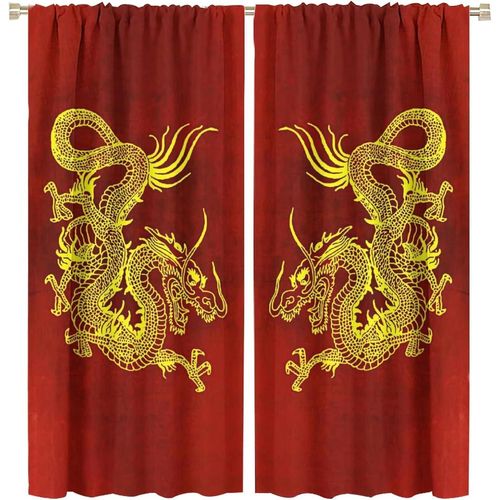 Rideau De Dragon Japonais, Rideaux Occultants Avec Epee De Dragon De Samoura? Japonais, Galaxie Fantastique, Bleu Cyan, Pour Chambre A Coucher, Rideaux De Fenetre A Passe-Tringle