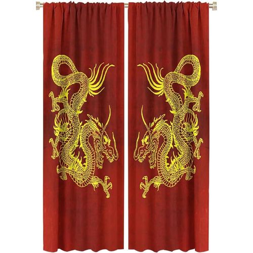 Rideau De Dragon Japonais, Rideaux Occultants Avec Epee De Dragon De Samoura? Japonais, Galaxie Fantastique, Bleu Cyan, Pour Chambre A Coucher, Rideaux De Fenetre A Passe-Tringle
