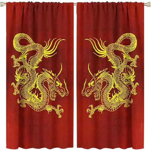 Rideau De Dragon Japonais, Rideaux Occultants Avec Epee De Dragon De Samoura? Japonais, Galaxie Fantastique, Bleu Cyan, Pour Chambre A Coucher, Rideaux De Fenetre A Passe-Tringle