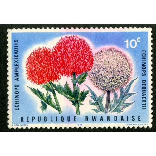 Timbre Non Oblitéré République Rwandaise, Echinops Amplexicaulis, 10 C