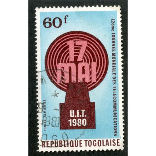 Timbre Oblitéré République Togolaise, 12 Ème Journée Mondiale Des Télécommunications, U.I.T. 1980, Poste Aérienne , 60 F