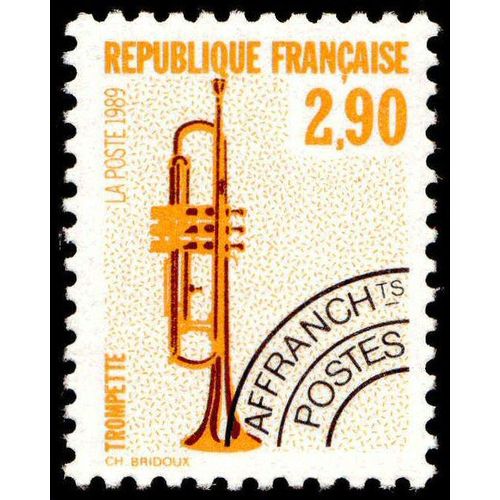 France 1989, Très Beau Timbre Préoblitéré Neuf** Luxe Yvert 204, Instruments De Musique, La Trompette, 2.90f Orange.