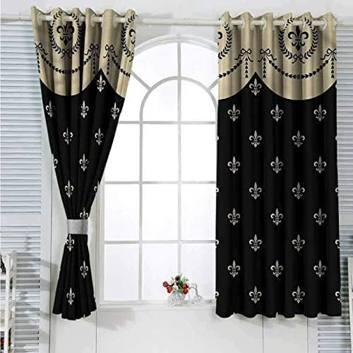 Rideaux De Fenetre Vintage Royaux Europeens, Rideaux Occultants A Motif Fleur De Lys Pour Chambre A Coucher, Rideaux De Fenetre Doux Pour Chambre De Garcon, Salon, Salle De Jeux