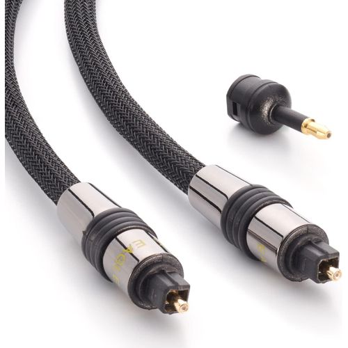 Inakustik 10021007 Câble Optique Deluxe,Transmet Les Signaux Audio Numériques,Conducteur En Nylon Pour Une Conductivité Lumineuse Maximale ¿ Comprend 1 Adaptateur Mini Jack,Avec [VIT691561]