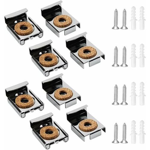 Accroche Miroir Clips de Miroir Attache Miroir Fixation Miroir Mural Clips de Montage Miroir avec Vis et Tubes d'expansion pour Suspensions de Fixation de Miroir?Starlight?8Pcs