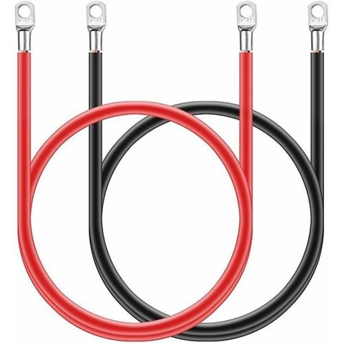 2 Pièces 12v Cable Batterie Onduleur 5awg 16mm2 Cuivre Cables De Batterie Cable Ornes À Anneau Rouge Et Noir Cuivre Etamé Pour Motos, Voitures,Camping Cars Et Bateaux (50cm(16mm2)) Betterlife