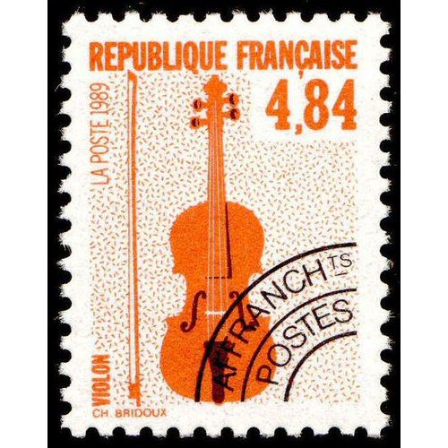 France 1989, Très Beau Timbre Préoblitéré Neuf** Luxe Yvert 205, Instruments De Musique, Le Violon, 4.84f Brun Orange.