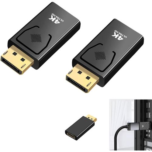 2 Pièces Adaptateur Displayport Vers Hdmi, 4K 30Hz Convertisseur Dp Mâle Vers Hdmi Femelle, Convertisseur Audio Vidéo Displayport, Compatible Avec Ordinateur, Pc, Moniteur, Tv Hd[VIT690492]