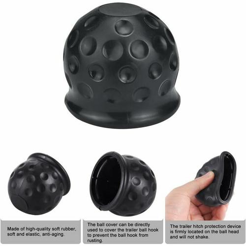 Lot De 4 Cache Boule Attelage En Caoutchouc - Capuchons De Protection Pour Boule D'attelage - Noir - Pour Voitures, Camions, Véhicules Utilitaires, Remorques, Bateaux