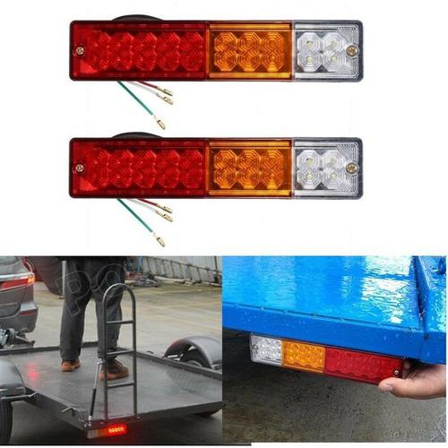 Lot De 2 12v Feux De Remorque Led,Universel Led Feux Arrière 20led Feux De Recul Freinage Clignotant Eclairage Phare Arrière Pour Remorque Camion Tracteur Caravane Bus Camping