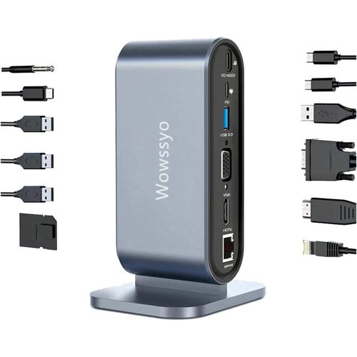 Usb C Hub 12 En 1, Adaptateur Usb C Pour Macbook Pro/Air, Hdtv 4K Vga Pd 100W Ethernet Sd/Tf Audio Usb 3.0/2.0, Pour Ipad Pro M1, Xps,Pro7/Pro X Ch Book Samsung Huawei,Pc Portatili[VIT690505]