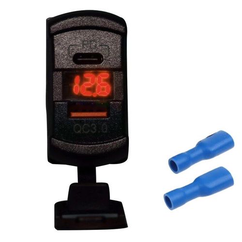 Chargeur Monté Sur Voiture Avec Affichage Led, Prise Usb Type C Pd & Qc3.0, Étanche, Anti-Poussière, Charge Rapide, Pour Camion