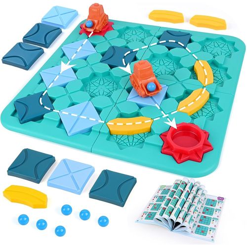 Jeu De Construction De Route, Jeux De Société Enfants Stem Jouets, Plateau 37,5 X 37,5 Cm Puzzles Casse-Têtes Labyrinthe Avec 4 Niveaux Et 118 Défis Pour Garçons Filles 3-8 Ans.[E3498]