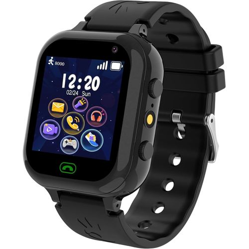 Anwxai-Montre Connectée Enfant Avec Sos,Smartwatch Enfant Avec Sim,Téléphone,Sms,Calendrier,Caméra,Réveil,Podomètre,Mp3,Vidéo Player,Lampe Poche,25 Jeux,Montre Enfants Garçon Et Fille De 3-12 Ans