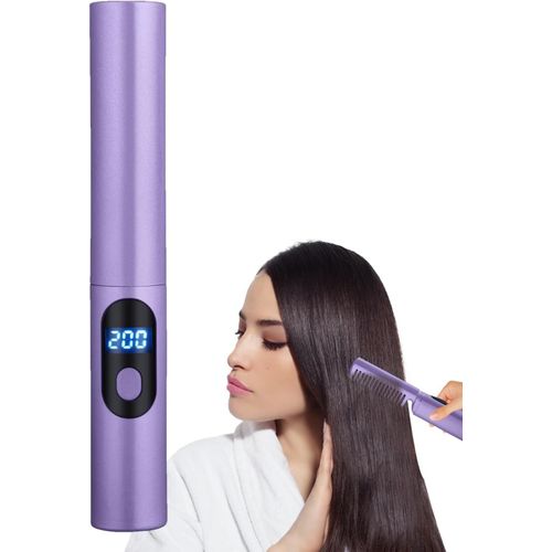 Anwxai-Peigne Chaud Électrique,Peigne Chaud | Peigne Presse À Cheveux 3 Temps,Fer À Lisser Plat Sans F,Brosse Chaude Portable Pour Salon À La Maison Pour Femmes,À Friser