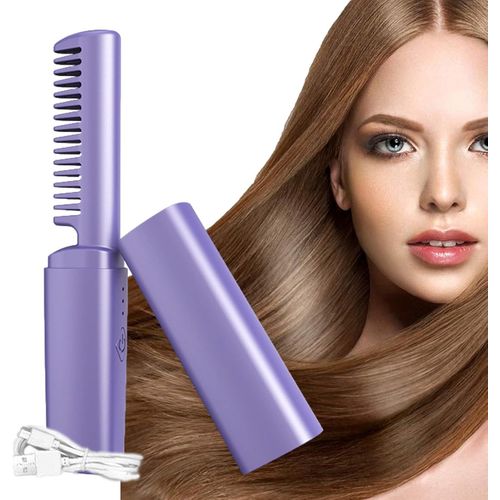 Anwxai-Fer À Lisser,Peigne Presse À Cheveux 3 Temps,Brosse Chaude Et Baguette À Friser,Fer À Lisser Plat Sans Fil Et Portable Pour Femmes Pour Un Lissage Instantané