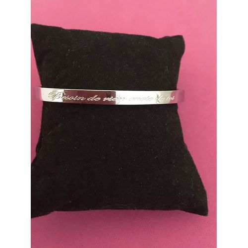Idée Cadeau 🎁 Bracelet Jonc Argent,Inscription Des 2 Côté Besoin De Rien Envie De Toi, 5 Mm De Largeur, Livré Avec Sa Pochette Cadeau 