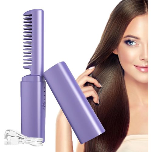 Anwxai-Fer À Lisser-Peigne À Cheveux Chaud 3 Temps-Brosse Chaude Sans Fil,Peigne En Fer Plat,Peigne De Presse À Cheveux Portable Pour Femmes Pour Salon À La Maison
