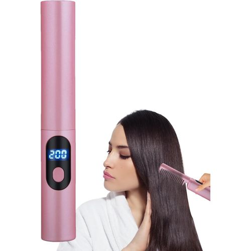 Anwxai-Lisseur À Cheveux Avec Peigne Chaud,Peigne Chaud Électrique-Peigne 3 Temps-Fer À Lisser Plat,À Friser,Brosse Chaude Portable Et Sans Fil Pour Salon À La Maison Pour Femmes
