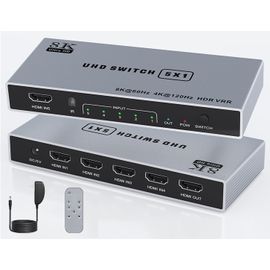 anwxai-Switch Hdmi 8K 5 In 1 Out Hdmi Splitter-4K 120Hz Hdmi 2.1 Switch Box Sélecteur Avec Prise En Charge À Distance 3D/Hdr/Hdcp2.3/Dolby Vision,Compatible Avec Ps 5/4/3 Xbox Switch Lecteur Dvd Tv Pc