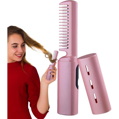Anwxai-Lisseur À Peigne Chaud,Lisseur De Cheveux-Peigne De Pressage Électrique 3 Temps | Fer À Lisser Plat,Brosse Chaude Portable Et Sans Fil Pour Femmes Pour Des Cheveux Lisses Instantanés