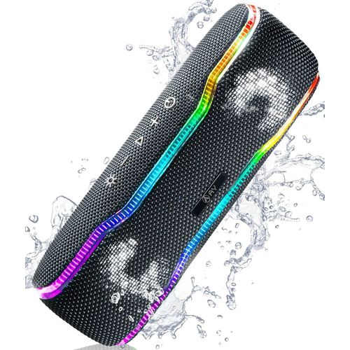 anwxai-Enceinte Bluetooth Portable,Ipx7 Étanche Haut-Parleur Bluetooth Avec Lumières Clignotantes Colorées Et Basses Riches,Microphone Intégré,24H De Lecture,Parfait Pour La Maison,Extérieur