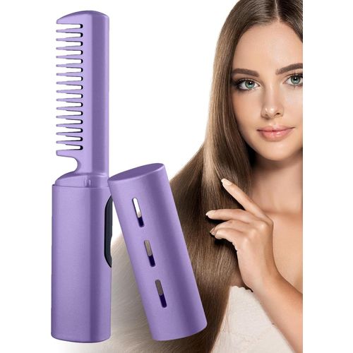 Anwxai-Peigne Chaud Électrique,Peigne Chaud | Peigne À Cheveux Chaud 3 Temps,Fer À Lisser Plat,Brosse Chaude Portable Et Sans F Pour Femmes Pour Des Cheveux Lisses Instantanés
