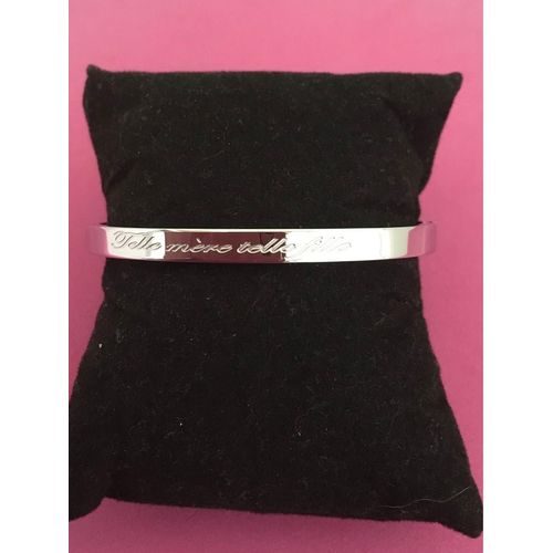 Idée Cadeau 🎁 , Bracelet Jonc Argent, Avec Inscription De Chaque Côté T¿Elle Mère Telle Fille, Peut Rester Au Poignet, 5 Mm De Largeur , Livrée Avec Sa Pochette Cadeau 