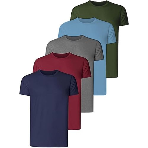 T-Shirts Pour Hommes, Pack De 5 T-Shirts Unis À Col Rond, T-Shirt Super Doux En 100% Coton