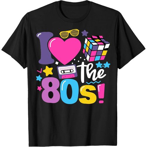 Mens Retro 80s T-Shirt Retro Party T-Shirt Back To The 80's Shirts I Love 80s Retro T-Shirt