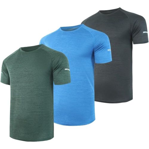 Hpbygstae 3 Pack Mens Sports T-Shirts Short Sleeve Breathable Quick Dry Workout Gym Shirts