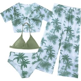 Girl's Bikini Set 8-12 Years 4-Piece Swimsuit Set For Girls And Teenagers,Summer Holiday,Beach,Swimwear Set
