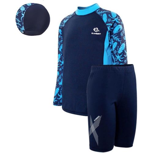 Boys 3 Piece Long Sleeve Swimsuit Quick Dry Bathing Suit With Swimwear