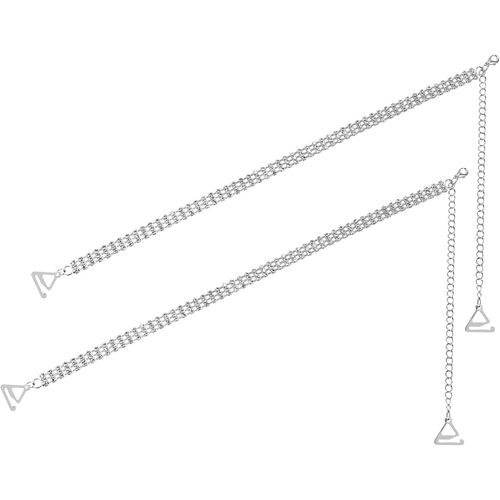 Bretelles De Soutien-Gorge En Strass Bandoulière De Soutien-Gorge Réglable Trois Rangées Bretelles De Sous-Vêtements Antidérapantes Pour Femme Soutien-Gorge Robe 1 Paire (Argent)