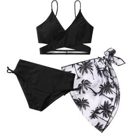 Girls 3 Piece Swimsuit Crossover Swimsuit Swimsuit 2 Piece Swimsuit For Girls 9 10 11 12 13 Years