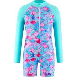 Maillot De Bain Une Pièce Pour Fille-Manches Longues-Protection Uv-Protection Solaire-Âge : 4 À 11 Ans