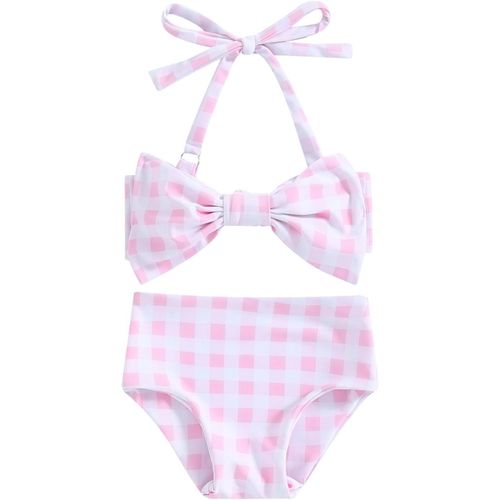 Girl's 2 Piece Swimsuit Floral Print Bikini Top With Bowknot+Swim Shorts Swimsuit