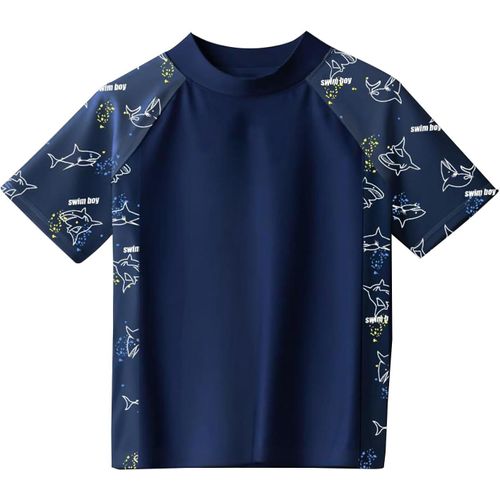 Boy's Swimming Trunk,Anti-Uv T-Shirt For Children,Short Sleeves,Shark
