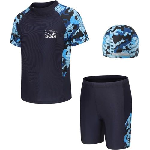 Boys 3 Piece Swimsuit With Hat Upf50+ Short Sleeve 5-14 Years