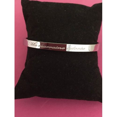 Idée Cadeau 🎁 , Bracelet Jonc Argent, Avec Inscription De Chaque Côté Ma Marraine Adorée, Peut Rester Au Poignet, 5 Mm De Largeur , Livrée Avec Sa Pochette Cadeau 