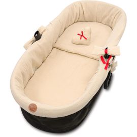 Muslin Seat Cushion For Baby Stroller-Carrycot Cover Dressing Moses Basket Or Reducer High Chair Accessories 3 Pieces With Insert And Pillow Light Beige